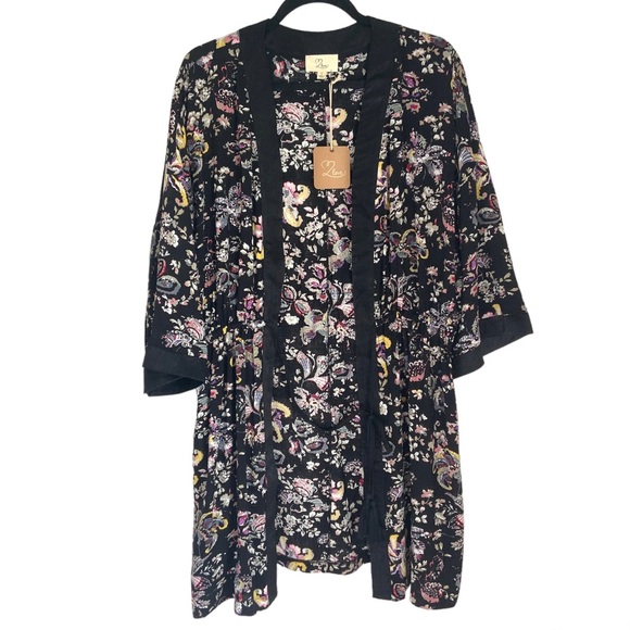 Floral Print Kimono Open Front Topper - Picture 5 of 8